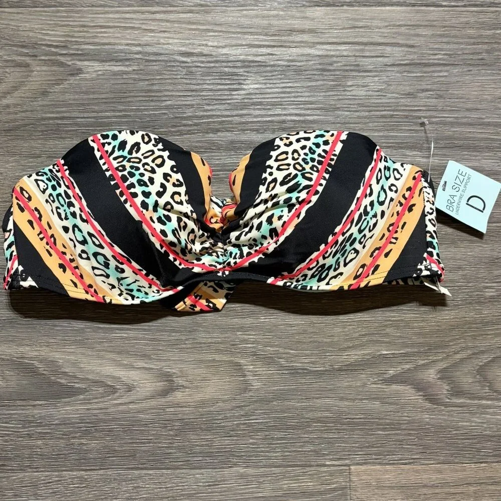 NEW Sundazed Black Push-up Underwire Bra Size 34D Bikini Top Swim Wear Tie Back - Picture 6 of 10